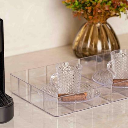 Imagem de Bandeja Bisotê Organizadora Cristal Retangular Em Acrílico Bar Café