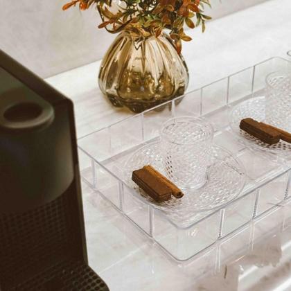 Imagem de Bandeja Bisotê Organizadora Cristal Retangular Em Acrílico Bar Café