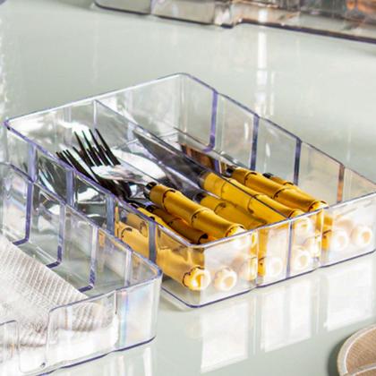 Imagem de Bandeja Bisotê Transparente 4,5 x 22 x 15 com 1 divisória