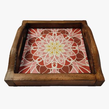 Imagem de Bandeja Café da Manhã Madeira Maciça com azulejo