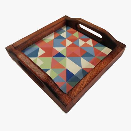 Imagem de Bandeja Café da Manhã Madeira Maciça com azulejo