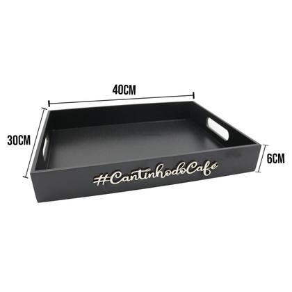 Imagem de Bandeja Cantinho Café Decoração Grande Madeira Cafezinho Escritório Sala de Visita Conferencia Coffe