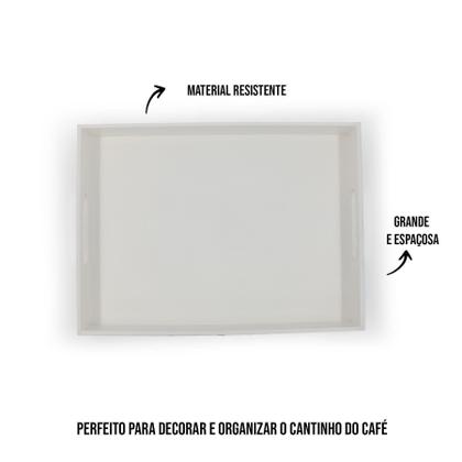 Imagem de Bandeja Cantinho Café Decoração Grande Preta Madeira Mdf
