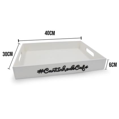 Imagem de Bandeja Cantinho Café Decoração Grande Preta Madeira Mdf