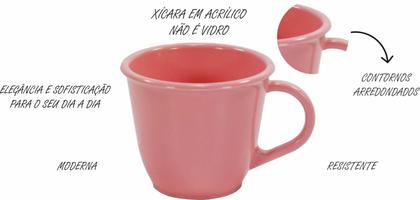 Imagem de Bandeja Cantinho Do Café Com 6 Xícaras Acrílica Rosa 85 Ml