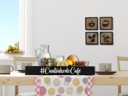 Imagem de Bandeja Cantinho Do Café Decorativa Com Plaquinhas Com Borda
