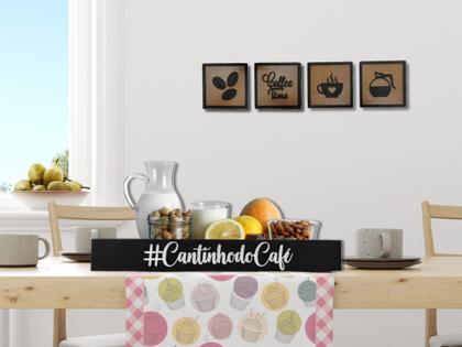 Imagem de Bandeja Cantinho Do Café Decorativa Com Plaquinhas Com Borda