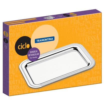 Imagem de Bandeja Ciclo Retangular Tramontina em Aço Inox 42x30 cm