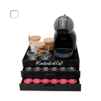Imagem de Bandeja com 2 Gavetas Porta Cápsulas Café Dolce Gusto Preta 48 Cápsulas