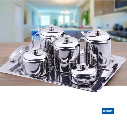 Imagem de Bandeja Com Alça Pegador Retangular Aço Inox Brinox 40x28