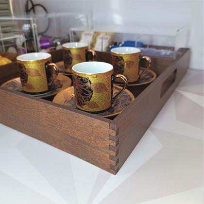 Imagem de Bandeja com divisórias cantinho do café completo 4 peças com organizadores de acrílico e bandeja