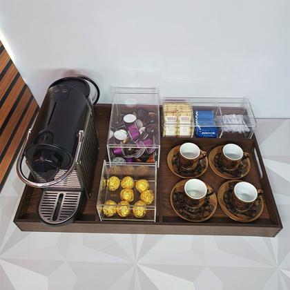 Imagem de Bandeja com divisórias cantinho do café completo 4 peças com organizadores de acrílico e bandeja