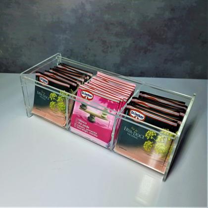 Imagem de Bandeja com divisórias cantinho do café completo 4 peças com organizadores de acrílico e bandeja