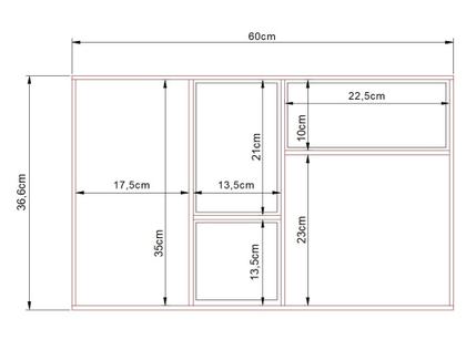 Imagem de Bandeja com divisórias organizadora madeira 60x37cm