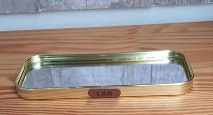 Imagem de Bandeja De Aluminio Com Espelho Retangular Decorativa 22X9,5Cm - FU XING