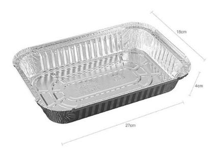 Imagem de Bandeja de alumínio retangular 1.500 ml c/tampa PET c/50 unid - Wyda -  delivery,  marmitex (15912)