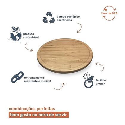 Imagem de Bandeja De Bambu Giratória 35cm Para Servir