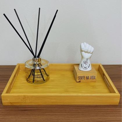 Imagem de Bandeja De Bambu Grande Para Servir Com Alças Retangular Café na Cama
