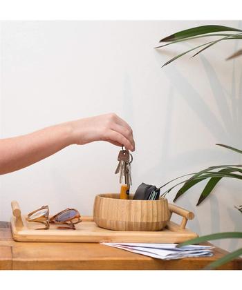 Imagem de Bandeja de Bambu Oikos Retangular com Alças