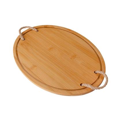 Imagem de Bandeja De Bambu Oval Com Alca De Corda EcoFriendly