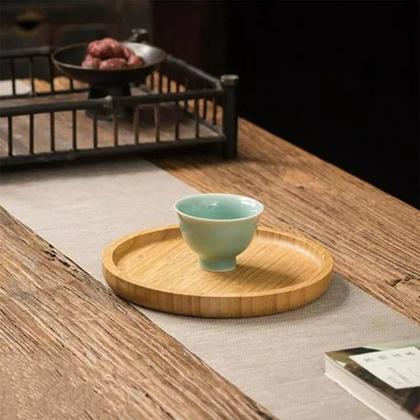 Imagem de Bandeja De Bambu Redonda Petisqueira Servir Decorar - Lyor