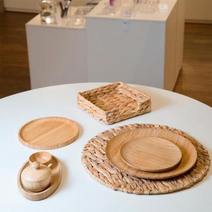 Imagem de Bandeja De Bambu Redonda Petisqueira Servir Decorar - Lyor