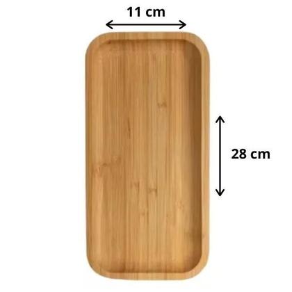Imagem de Bandeja De Bambu Retangular 28Cm Lavabo Decorativa Café