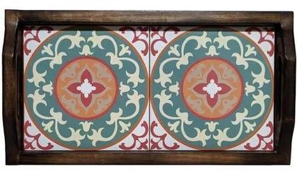 Imagem de Bandeja De Café Da Manha Grande Em Madeira Rustica Com Alça