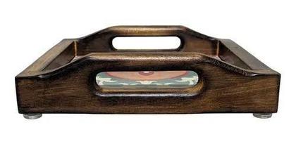Imagem de Bandeja De Café Da Manha Grande Em Madeira Rustica Com Alça