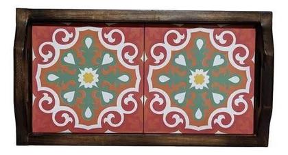 Imagem de Bandeja De Café Da Manha Grande Em Madeira Rustica Com Alça