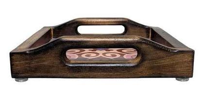 Imagem de Bandeja De Café Da Manha Grande Em Madeira Rustica Com Alça