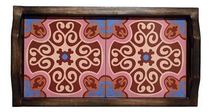 Imagem de Bandeja De Café Da Manha Grande Em Madeira Rustica Com Alça