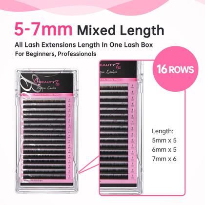 Imagem de Bandeja de extensão de cílios postiços Beauty7 Mixed Volume J Curl