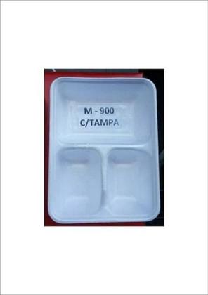 Imagem de Bandeja De Isopor Com 3 Divisórias M900Ml Com Tampa C/50