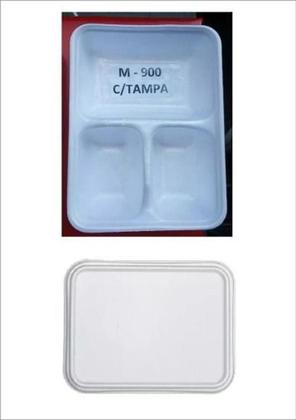 Imagem de Bandeja De Isopor Com 3 Divisórias M900Ml Com Tampa C/50