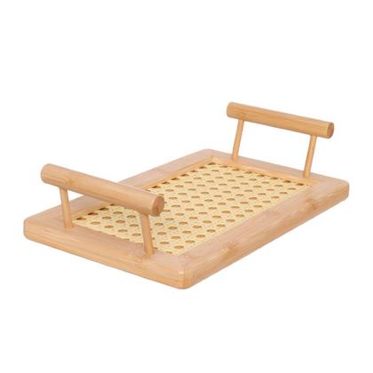 Imagem de Bandeja de Madeira Bambu com Alça Servir Café, Chá Lanches e Decoração de Mesa