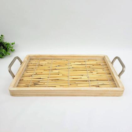 Imagem de Bandeja De Madeira E Bambu 3X40X26Cm Decoração