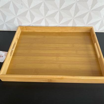 Imagem de Bandeja de madeira retangular com alça grande 40cm para cozinha servir ou cantinho do café