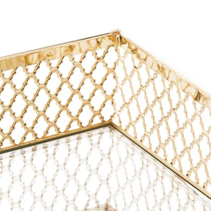 Imagem de Bandeja De Metal C/Espelho Dourada Prateada 21x13x5cm