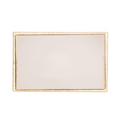 Imagem de Bandeja De Metal C/Espelho Dourada Prateada 21x13x5cm