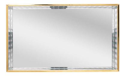 Imagem de Bandeja de metal com espelho dourada 15cm x 25cm x 4cm