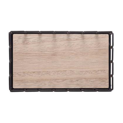 Imagem de Bandeja de Metal com Fundo MDF Retangular Preto Fosco 21x13x4,5cm