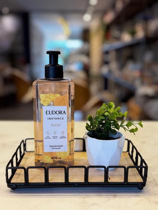 Imagem de Bandeja de metal fundo mdf retangular preto fosco