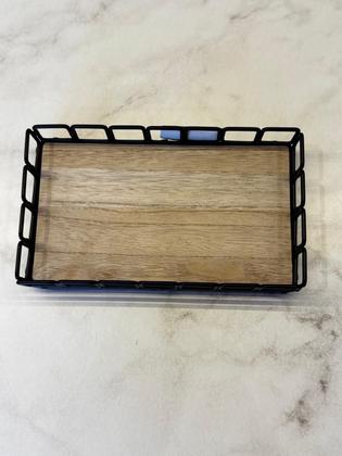 Imagem de Bandeja de metal fundo mdf retangular preto fosco