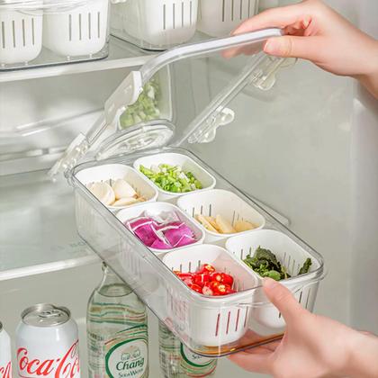 Imagem de Bandeja de servir comida MineSign Divided com tampas empilhável (1 pacote)