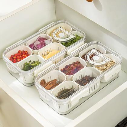 Imagem de Bandeja de servir comida MineSign Divided com tampas empilhável (1 pacote)