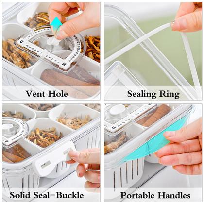 Imagem de Bandeja de servir comida MineSign Divided com tampas empilhável (1 pacote)