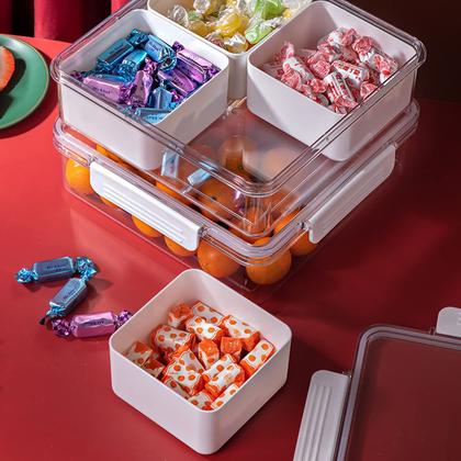 Imagem de Bandeja de vegetais dividida MineSign Snackle Box com tampa, pacote com 2