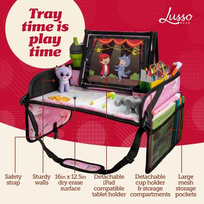 Imagem de Bandeja de Viagem Lusso Gear Kids - Rosa Unicórnio - Para Bebês e Crianças