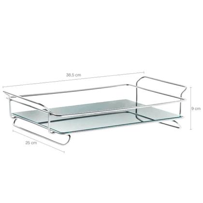 Imagem de Bandeja De Vidro Retangular Aramada Decorativa Para Banheiro Lavabo Iris